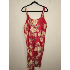 LA Intimates Floral Satin Silky Long Nightgown Slip Vtg